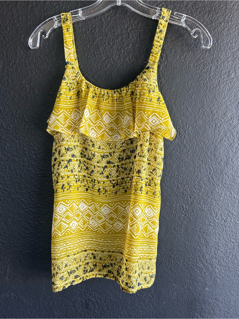 Forever 21 Yellow Printed Ruffle Tank Top - Picture 3 of 3